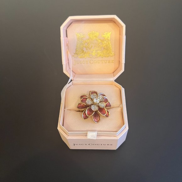 Juicy Couture Red Flower Enamel Ring - Picture 8 of 9